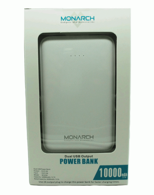 Monarch Power Core 10000 Portable Charger, Lightest 10000mAh External Battery Ultra-Compact High-Speed Charging Power Bank for iPhone, Samsung Galaxy and More-White